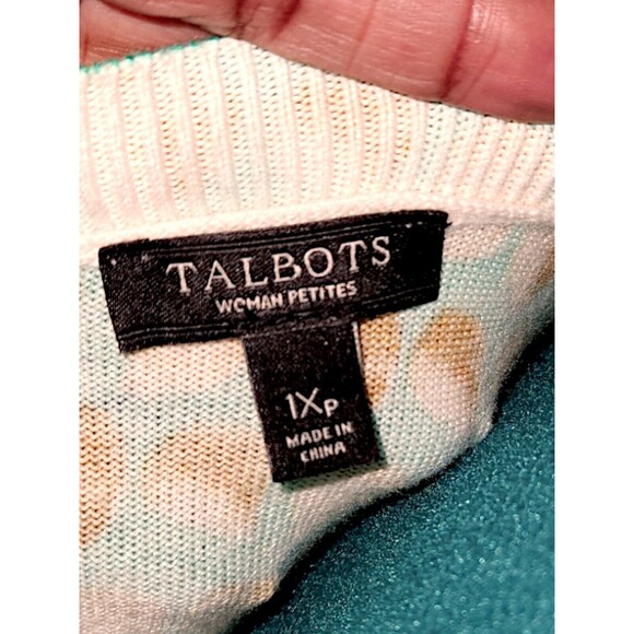 Talbots Button Back 3/4 Sleeves Pear Print Cardigan Sweater Women’s Size… - Picture 2 of 7